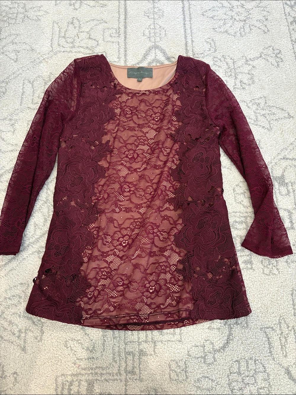 Anthropologie Sundays in Brooklyn Burgundy Lace top, XS